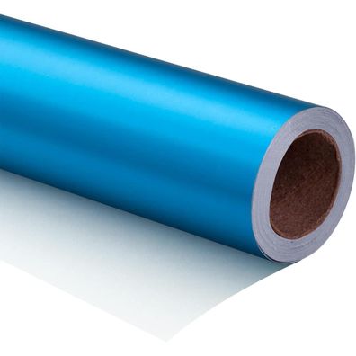 Ruspepa Hellblaues Metallic-Geschenkpapier Mini-Rolle 44 cm x 10 m - Mattes