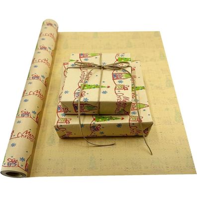 Jumbo Geschenkpapierrolle 60 cm x 12 m - Recycelbar, mit Weihnachtsbaum