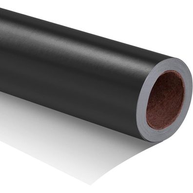 Ruspepa Schwarzes Metallic-Geschenkpapier, 44 cm x 10 m, matt, knickfrei, für