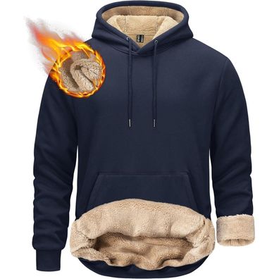 Kefitevd Herren Sherpa gefütterter Hoodie - Dickes, warmes Fleece Sweatshirt