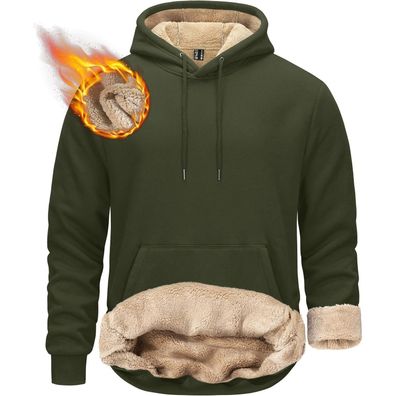 Kefitevd Herren Sherpa gefütterter Hoodie - Dickes, warmes und winddichtes