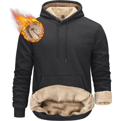 Kefitevd Herren Sherpa gefütterter Hoodie - Dickes, warmes Winter-Sweatshirt