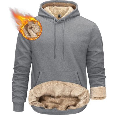 Kefitevd Herren Sherpa gefütterter Hoodie - Dickes, warmes Fleece Sweatshirt