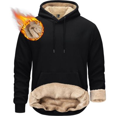 Kefitevd Herren Sherpa gefütterter Hoodie - Dickes, warmes und winddichtes