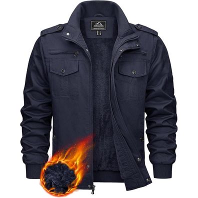 Kefitevd Herren Winter Fleecejacke Sherpa Gefüttert Warme Militär Feldjacke