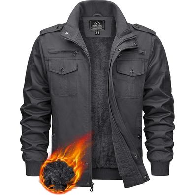 Kefitevd Herren Winter Sherpa Fleecejacke - Warm, Winddicht, Militär Cargo
