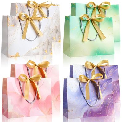 Livdouyu 8 Stück Geschenktaschen, Marmoriertes Design, 25x20x12.5cm, Perfekt
