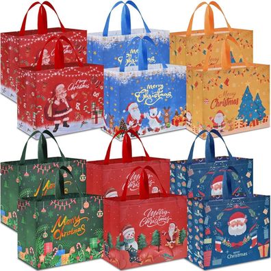 AhfuLife 12 Stück Große Weihnacht Geschenktüten aus Vliesstoff mit Griffen
