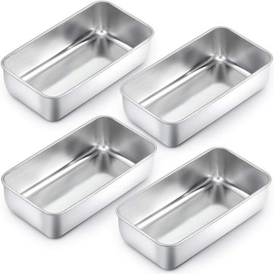 Homikit Kastenform 4er-Set, Edelstahl Brotbackform Königskuchenform, Rechteckig