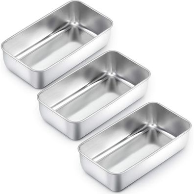 Homikit 3er Set Kastenform Brotbackform Königskuchenform aus Edelstahl, 23,5cm