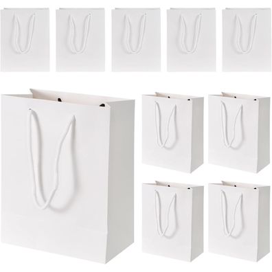Tolenre Geschenktüte Papiertasche 10 Stück mit Henkel 18x10x23 cm