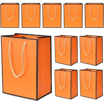 Tolenre Geschenktüte Papiertasche mit Henkel, 10 Stück, 18x10x23 cm, Orange