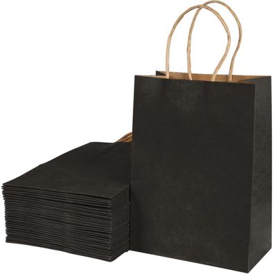 Bescost Papiertüten mit Henkel, 40 Stück Geschenktüten aus Kraftpapier, 21 x 15