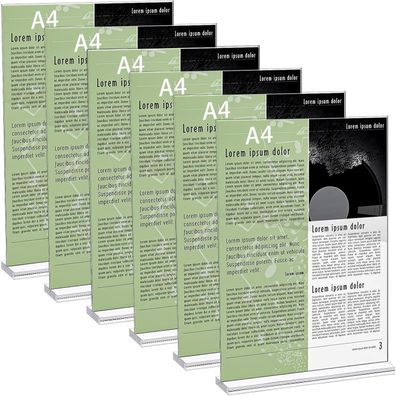 Yoosso 6 Stück A4 Tischaufsteller aus Acryl, T-Ständer für Preisschilder