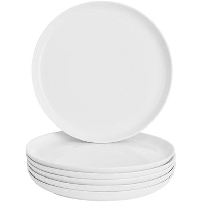 WishDeco Keramik Speiseteller 6er Set, flache Essteller aus Porzellan, 23cm