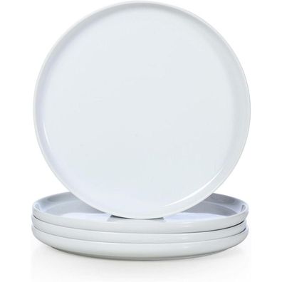 WishDeco Speiseteller Groß 4er Set, Weiße Keramikteller 27cm für Frühstück