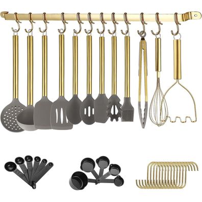Kyraton 38-teiliges Küchenutensilien Set aus Silikon mit Halter, Antihaft