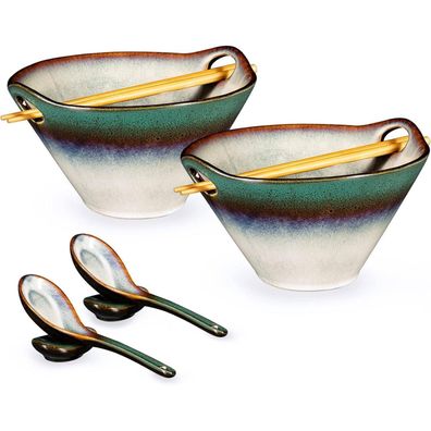 Henxfen LEAD Ramen Schüssel Set aus Keramik, 2 Stück, 780ml, Japanisches Bowl