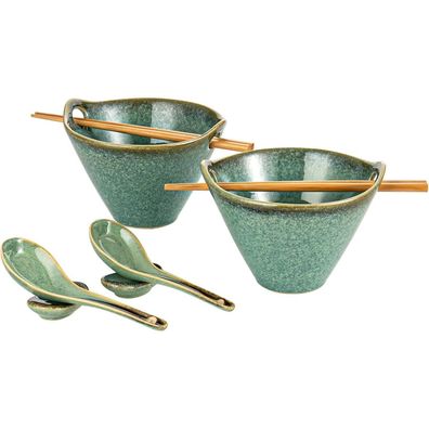 Henxfen LEAD Ramen Bowl Set (2 Stück, 600ml) Keramik Suppenschalen mit