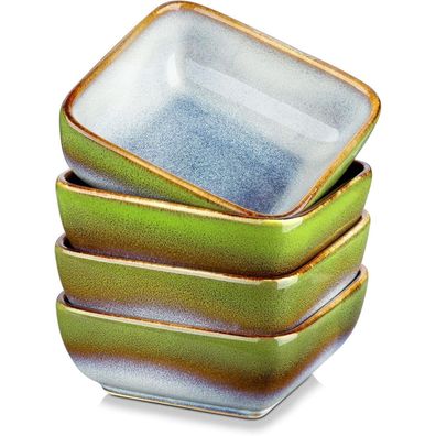 vancasso STERN Dipschälchen 4er Set, quadratische Steinzeug Schalen für Snacks