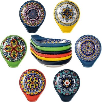 Henxfen LEAD Keramik Dipschalen Set, 6er Pack, 12cm, Bunt, Bohemian Style