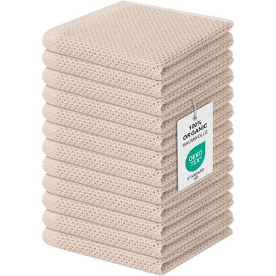 Moosfor Küchenhandtücher 12er Set, 100% Baumwolle, 30x30 cm, Saugfähig, Beige