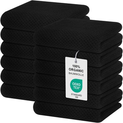 Moosfor Geschirrtücher 12er Set, 100% Baumwolle, 32 x 72 cm, Saugfähig, Schwarz