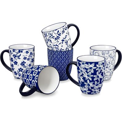 vancasso SELENE Kaffeetassen 6er Set, 480ml Kaffeebecher aus Porzellan mit