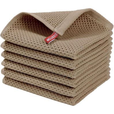 BW&HM Baumwolltücher 6er Set, Spültücher für Küche & Haushalt, 33x33 cm, Braun
