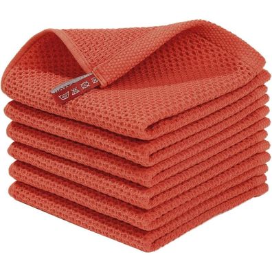 BW&HM Geschirrtücher aus Baumwolle, 6er-Pack, Rot, 33x33 cm