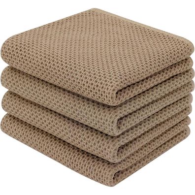 BW&HM Geschirrtücher Baumwolle 4er Set 33x74 cm Braun - Ultra-saugfähig und