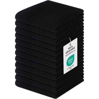 Moosfor Geschirrtücher 12er Set, 30 x 30 cm, 100% Baumwolle, Schwarz