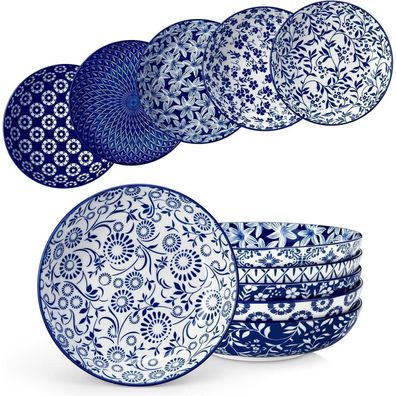 vancasso SELENE Suppenteller 6er Set, 1200ml Porzellanschalen für Pasta, Salat