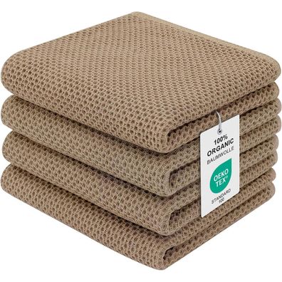 Moosfor Geschirrtücher 4er Set, 100% Baumwolle, 32 x 72 cm, Saugfähig & Weich