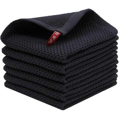 BW&HM Barista Tuch 6er Set, 33x33 cm, Schwarz - Hochsaugfähige Baumwolle für
