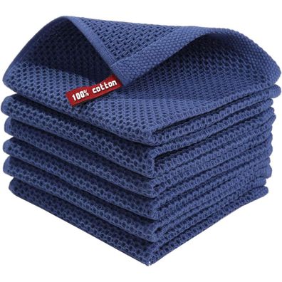 BW&HM Baumwolltücher Spültücher, 6er Set, 33x33 cm, Navy Blau
