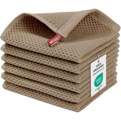Moosfor Geschirrtücher 6er Set (30x30 cm) - 100% Baumwolle, Saugfähig & Weich