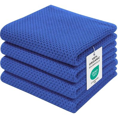 Moosfor Geschirrtücher 4er Set, 100% Baumwolle, 32 x 72 cm, Blau - Saugfähig