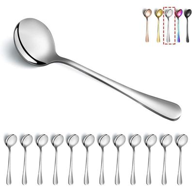 Kyraton 12er Set Edelstahl Suppenlöffel, Rundlöffel, Esslöffel
