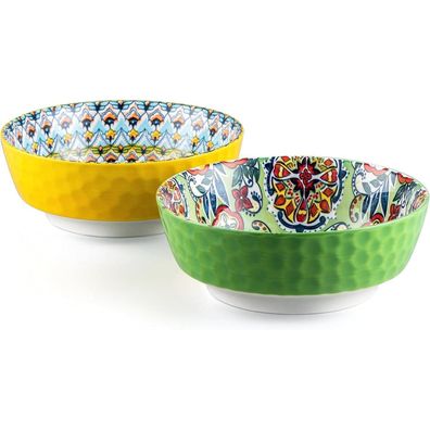 Henxfen LEAD Große Salatschüssel aus Porzellan, 2er Set (1440ml), Keramikschale