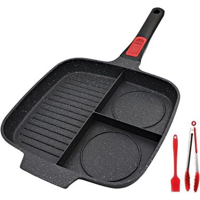 Bobikuke Multi Grillpfanne 3 in 1 mit abnehmbarem Griff, Antihaft, für alle