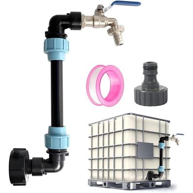 Gedegook IBC Tank Schwanenhals 3/4" Auslaufhahn mit 25cm Verlängerung für 1000L