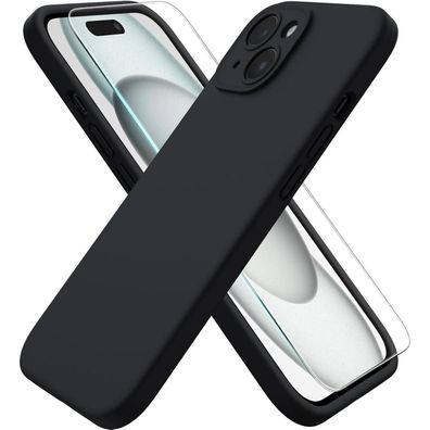 Acronix iPhone 15 Hülle aus Silikon (2024) mit Kameraschutz, Schutzfolie