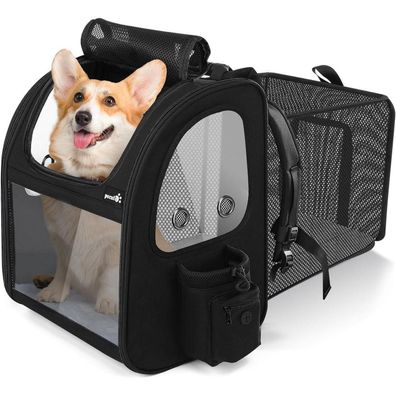 pecute Erweiterbarer Haustierrucksack XL (6-10 kg) - Faltbar, mit transparentem