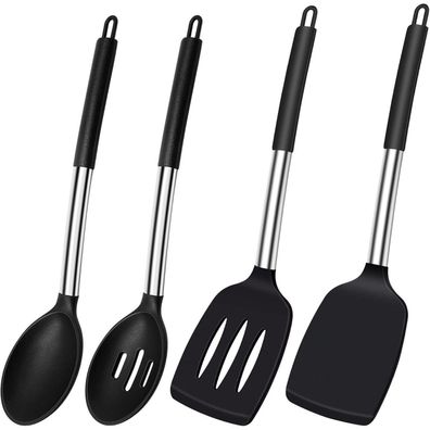 Thimmamma 4tlg. Silikon Pfannenwender & Löffel Set, Hitzebeständig, BPA Frei