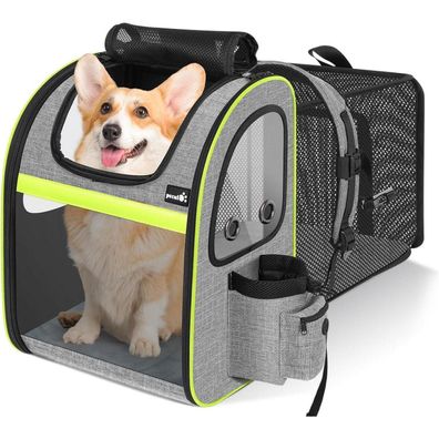 pecute Erweiterbarer XL Haustierrucksack für Hunde & Katzen (6-10 kg) mit