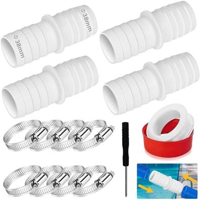 Meishang 4PCS Poolschlauch Adapter 38mm, Schlauchverbinder mit 8