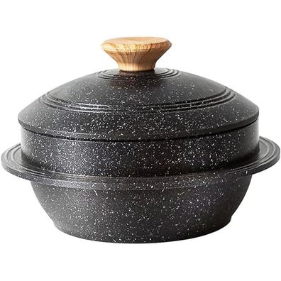 Bobikuke Koreanische Steinschale mit Deckel, 24 cm Dolsot Bibimbap Schale für