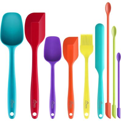 Hotec 9-teiliges Silikon-Spatel Set - Hitzebeständig, Spülmaschinenfest, Ideal