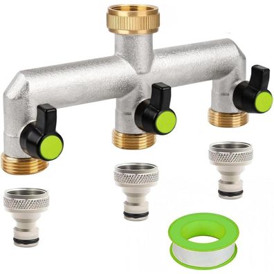 Gedegook 3-Wege Wasserverteiler mit 3/4 Zoll Anschluss, Kugelhahn für